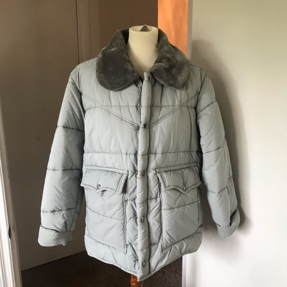 Vintage grey, oversized, puffer jacket